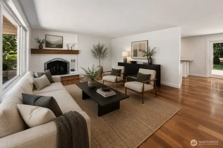 Virtually staged living room in main home.