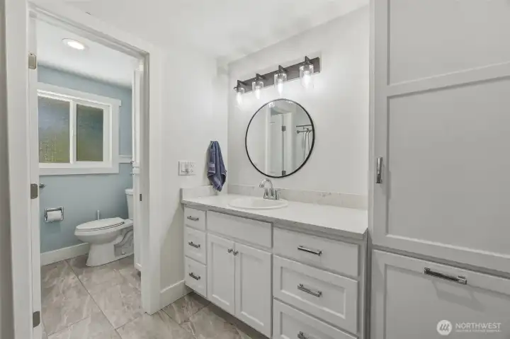 3/4 updated bathroom in the MIL/ADU