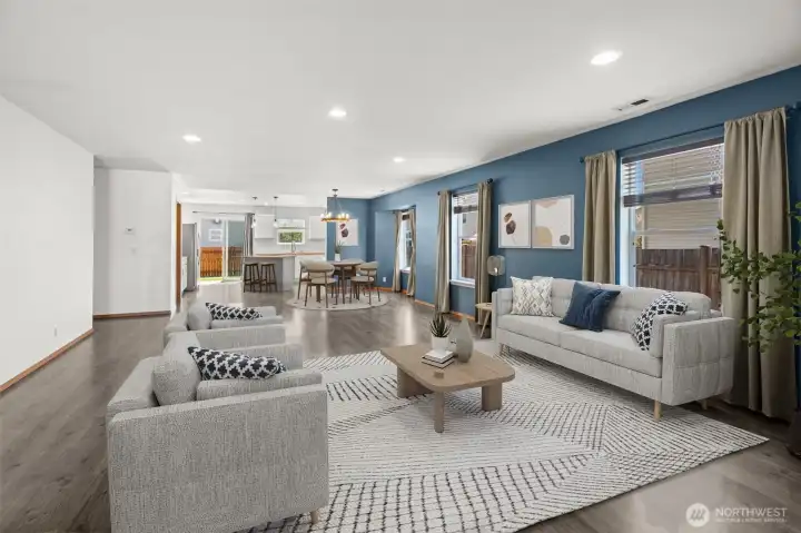 Living room virtually staged