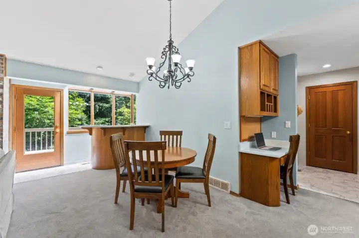Eating area off of kitchen.