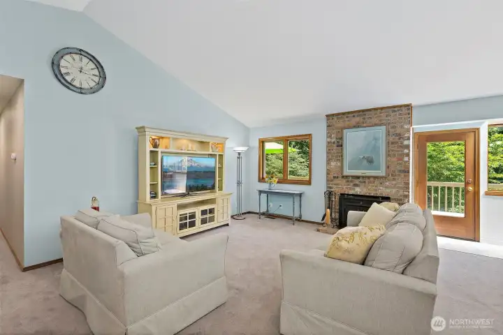 Wood burning fireplace insert.