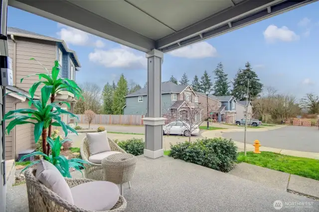 Front porch in a quiet neighborhood