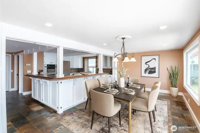 Kitchen eating bar and Dining Room