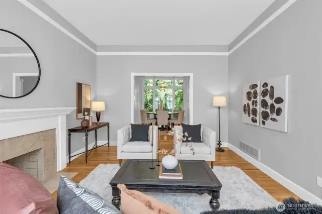 View of the formal Dining Room in the background.