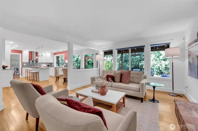 Family room off kitchen area.