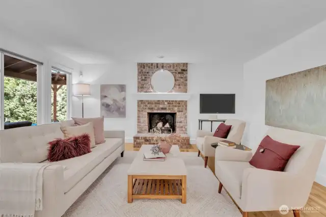 Hardwood floors and fireplace!