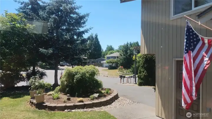 There is garage entry from inside the house and also via the door next to the front porch.