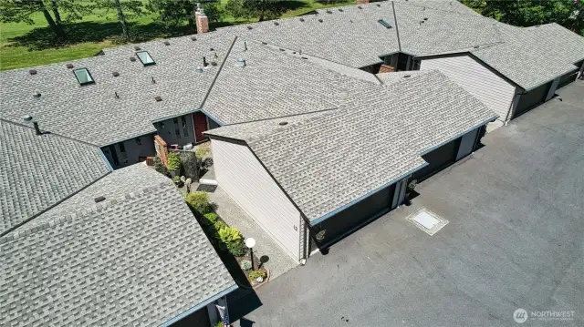 Aerial View of Entry Walk and Garage to Unit 13