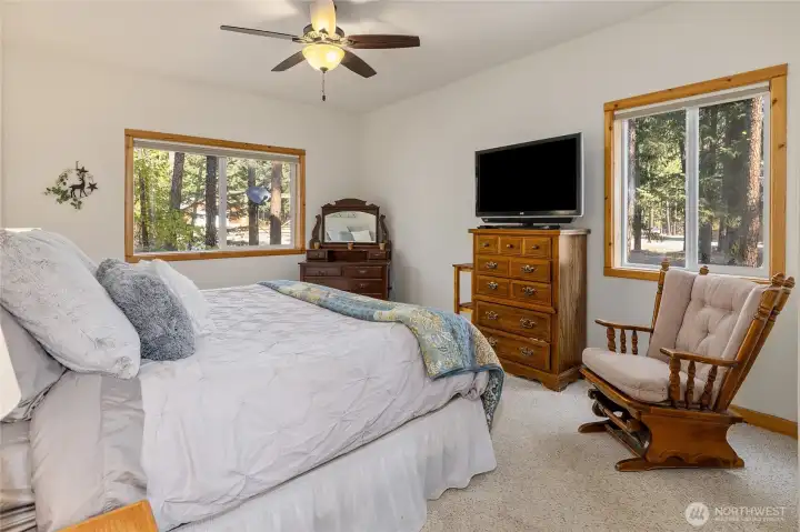 Spacious primary suite on the main floor.