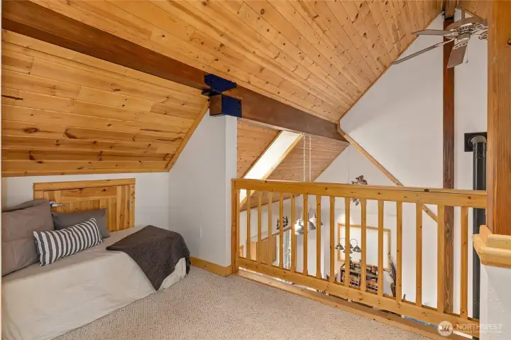 Loft space provides additional space for extra guests.