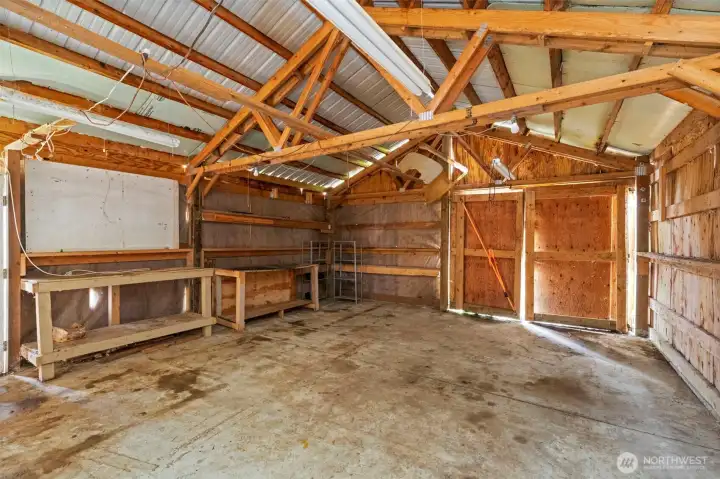 Inside of the small detached shop.