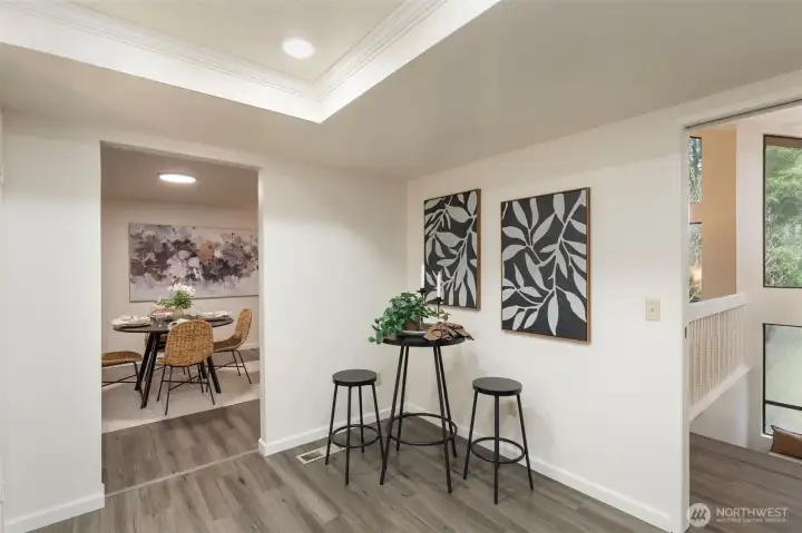 Make this space your new flex space - add more cabinets or make it an eat-in as pictured.