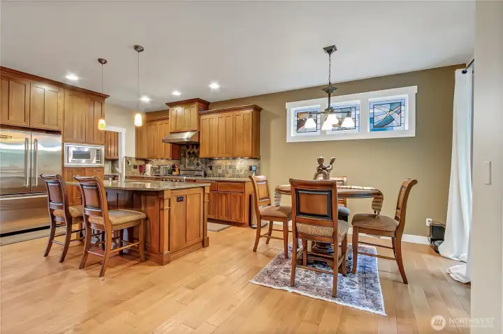 Informal eating space open to living room.