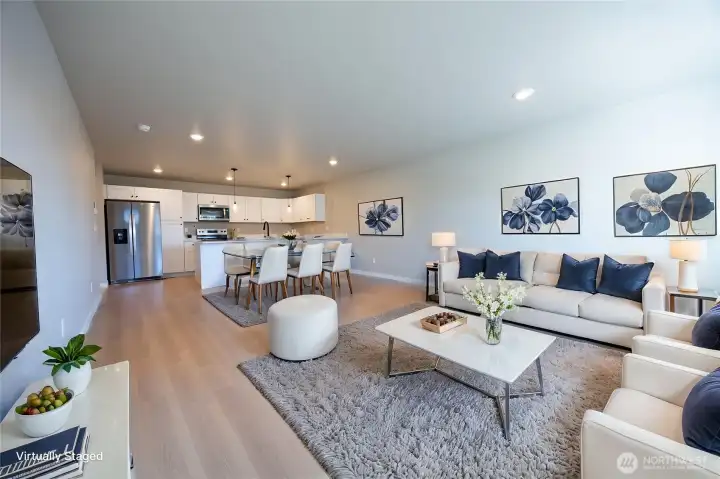 Living room & dining room virtually staged