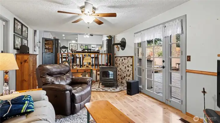 Family room offers easy access to the backyard.