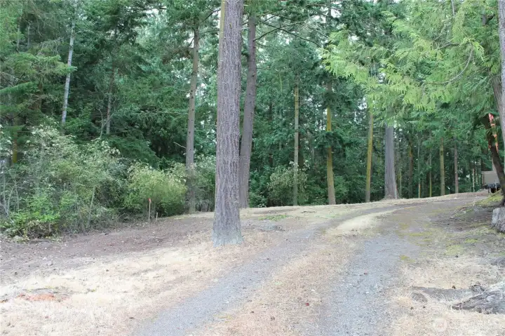 Driveway up and cleared homesite.