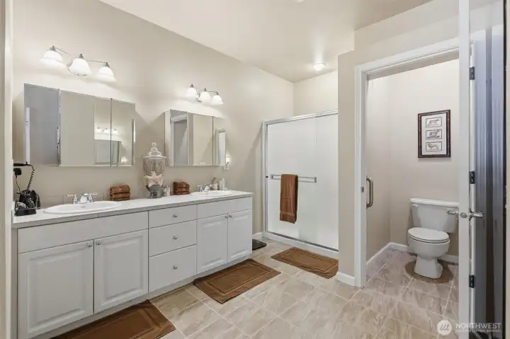 Primary bath next to massive walk in closet