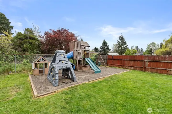 Fully fenced in backyard