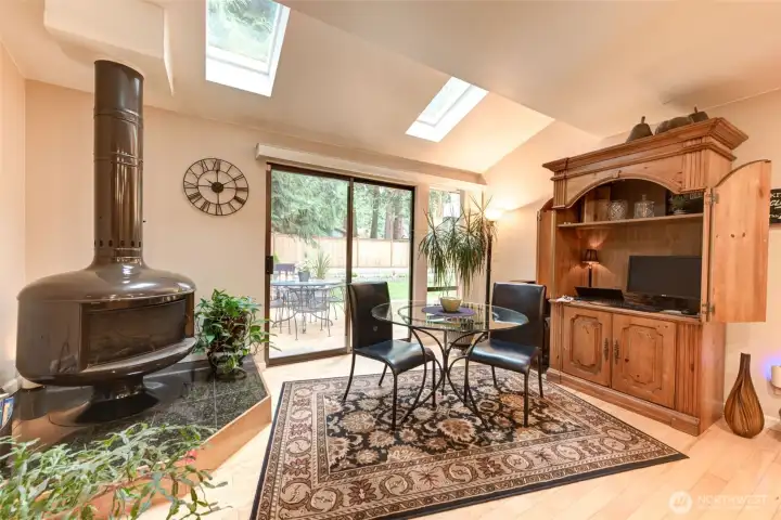 Family room with sliding door to backyard