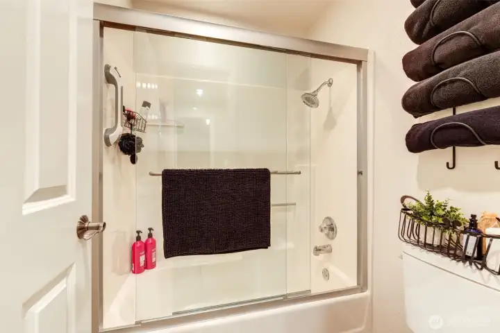 Primary bathroom with spacious tub/shower