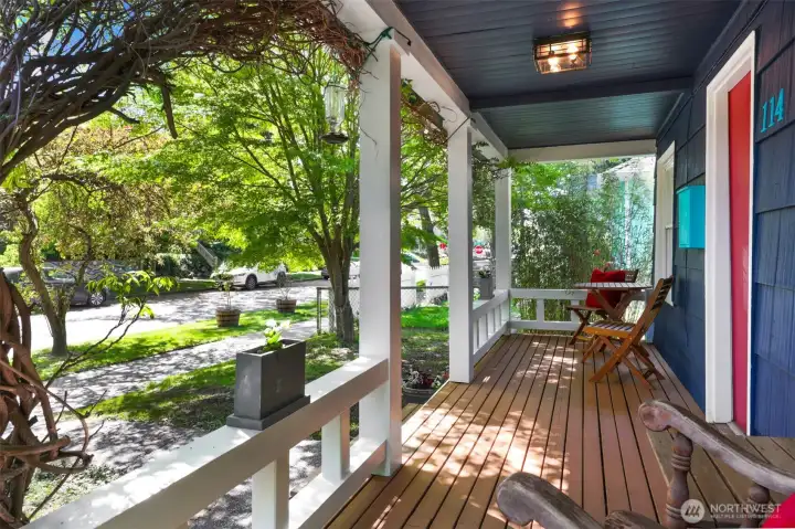 Rocking chair front porch is relaxing year round.