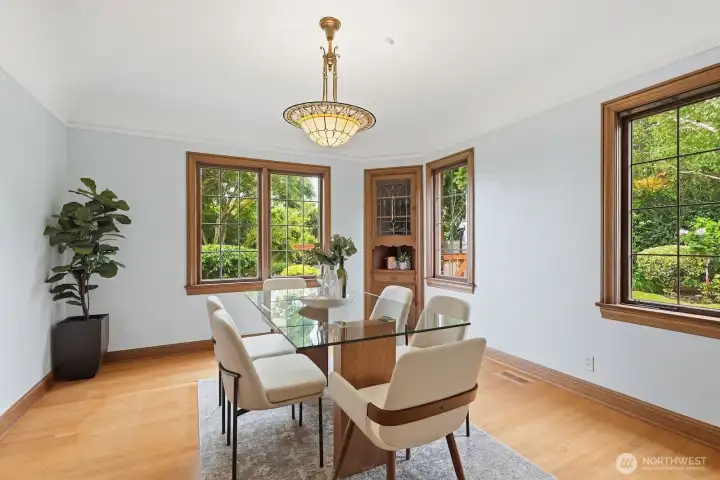 Plentiful windows look out to gorgeous green views.