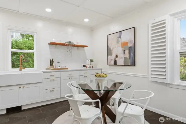 This eating nook is great for quiet nights in or leisurely weekend brunches.