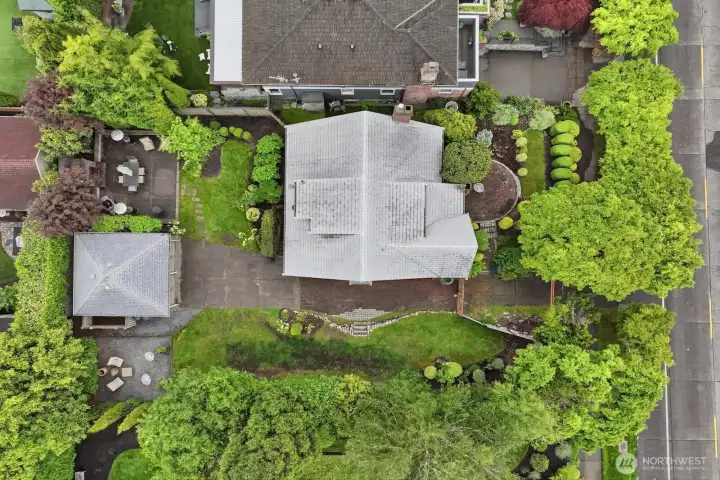 Aerial view of the lot - just look at all that greenery!