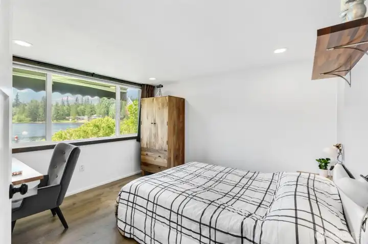 One of two lower bedrooms. Basement level has radiant heated floors.