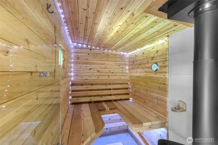 Enjoy a classic sauna inside the cabana.