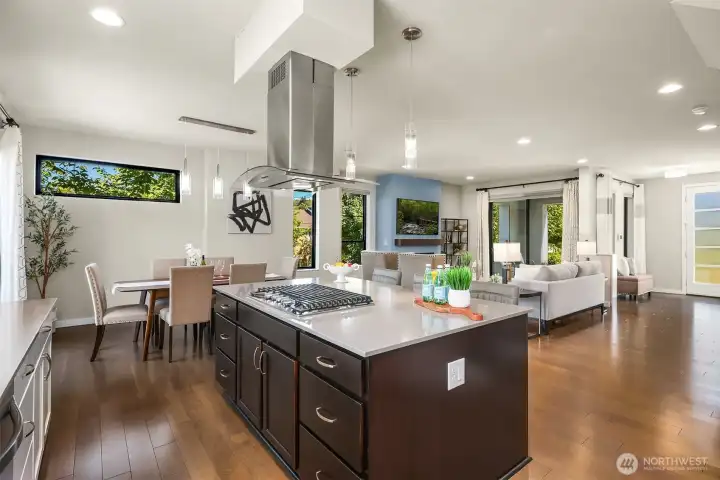 Overhead extraction fan and lots of countertop space for food preparation. Overhead extraction fan and lots of countertop space for food preparation.