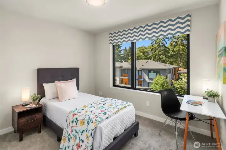 Secondary bedroom - it's possible to fit a full or two twins in this room. Secondary bedroom - it's possible to fit a full or two twins in this room.