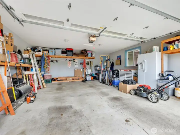 Large two car garage has a utility sink and plenty of storage. Large two car garage has a utility sink and plenty of storage.