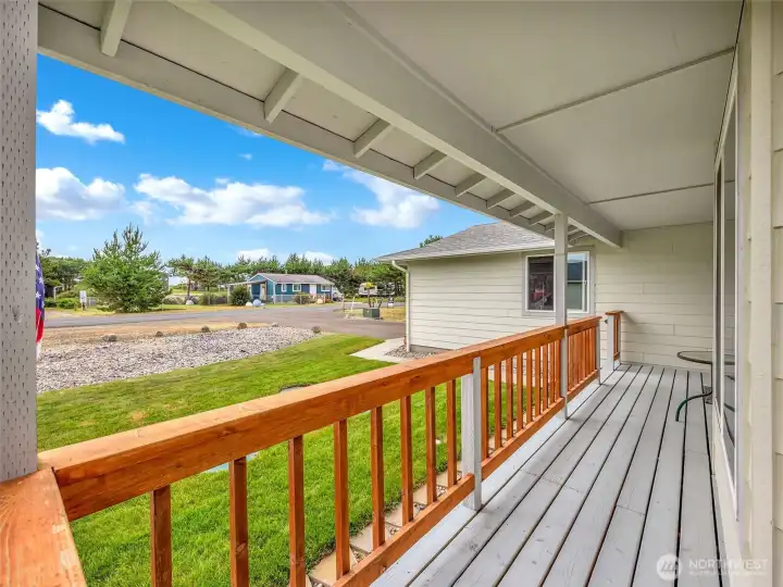 Fully covered front porch. Fully covered front porch.