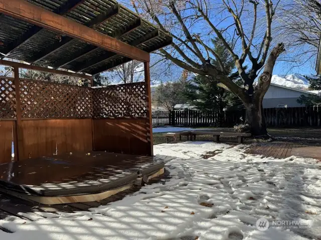 deck with hot tub