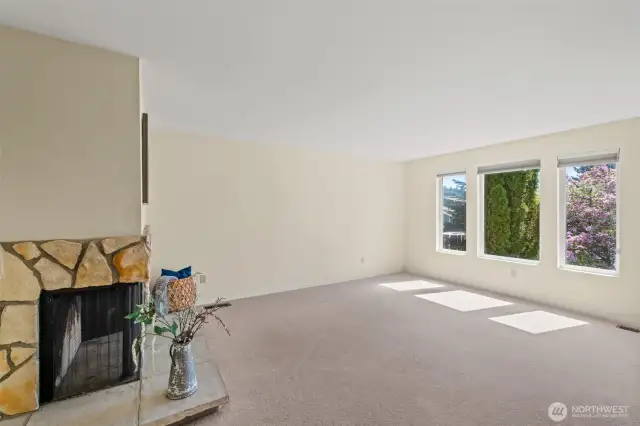 Living Room w/Wood Burning Fireplace