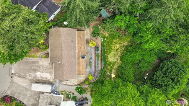 Drone footage top of home.