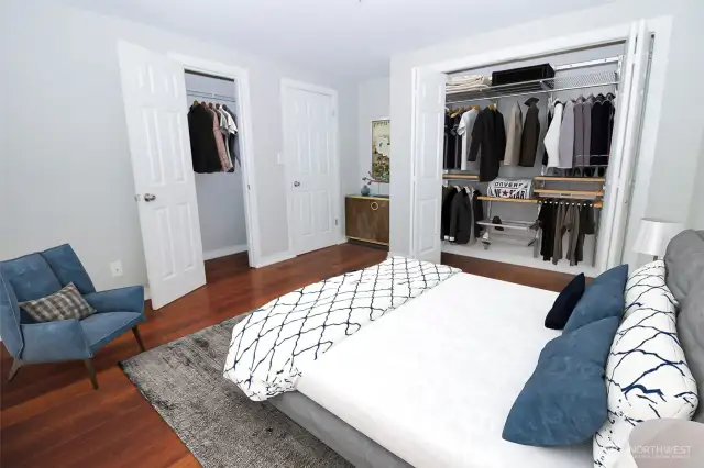 Primary bedroom has two closets