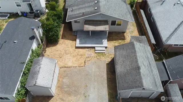 Oversized 1-car garage plus a large shed