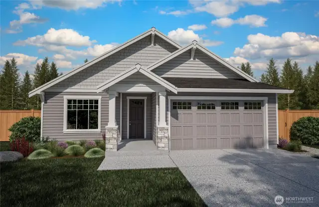Welcome to the popular Redwood!    This rambler features 1,942 sq feet with 2 bedrooms, 2 bathrooms and a den/office or 3rd bedroom. Home is under construction, estimated to be complete October 2025.