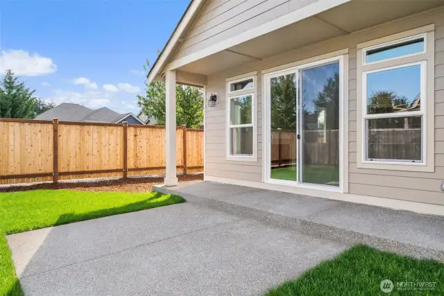 Extended patio for additional outdoor space. Back-yard is fully fenced with privacy fencing.