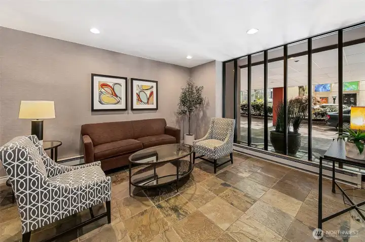 Secure lobby entrance.