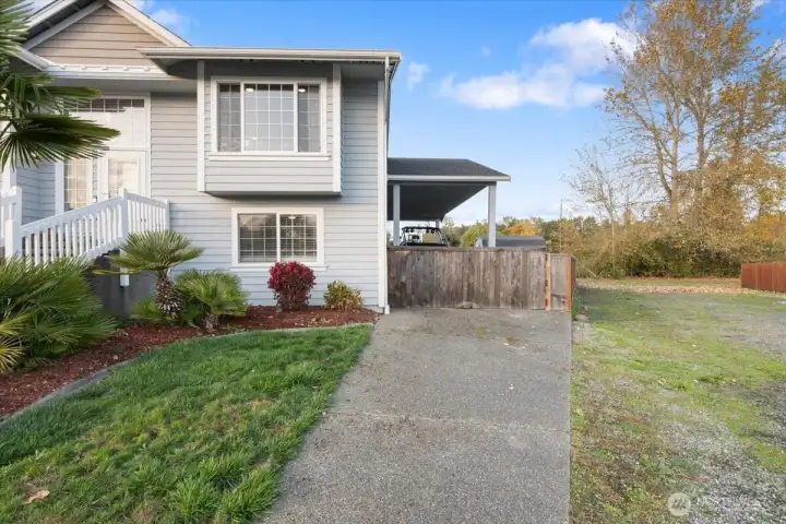 Driveway to attached covered area