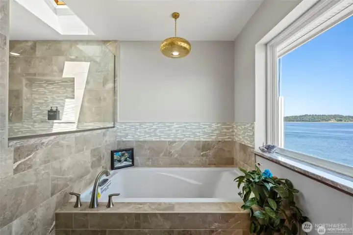 Lovely soaking tub with a view
