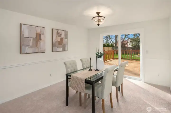 Formal dinning area leads to the large deck making this great for entertaining guests.