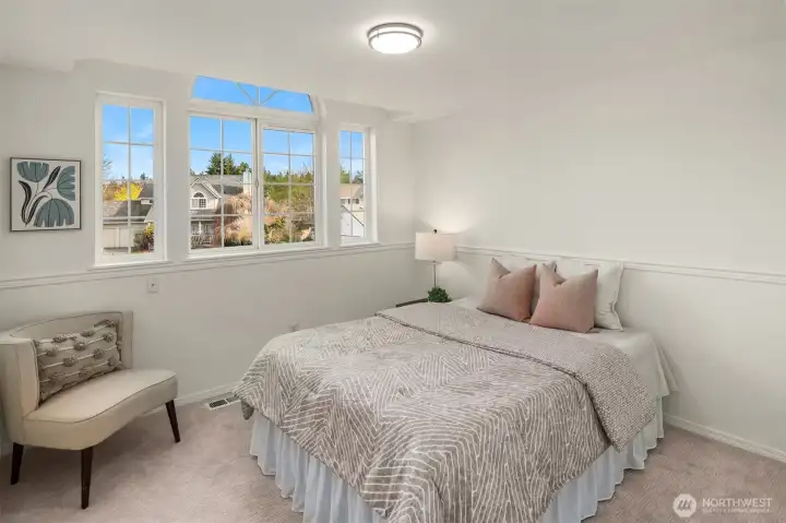 Second bedroom has a peek-a-boo view of Mt. Rainier.