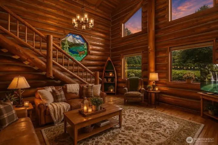 Walls of windows bring the outdoors in, showcasing breathtaking natural light by day and stunning star-filled night skies after sunset.