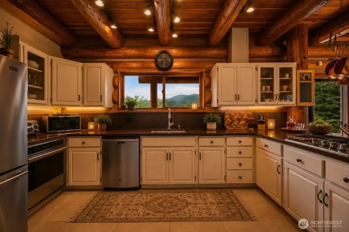 Featuring newer appliances and an exceptionally spacious layout, the kitchen is designed for both effortless entertaining and everyday living.