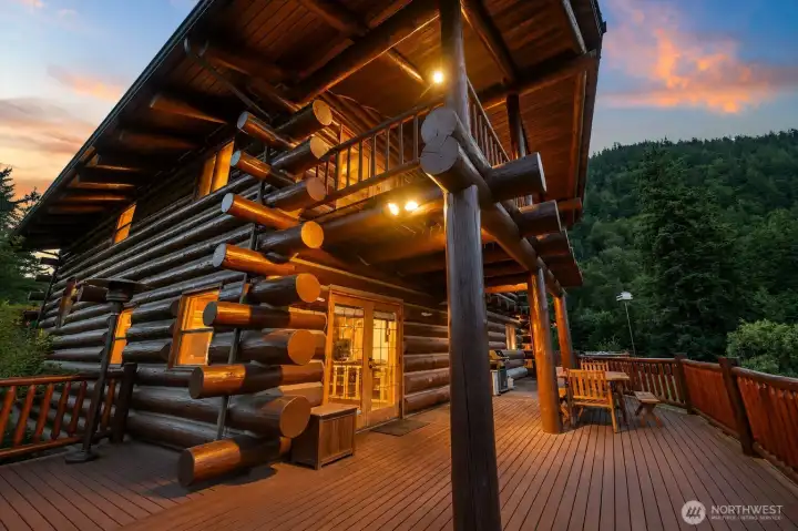 Exceptionally well built with massive log construction, this home feels like a private retreat surrounded by nature and tranquility.