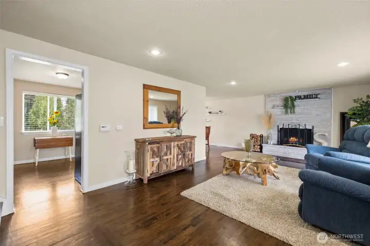 The large living room is a great space for relaxing or entertaining